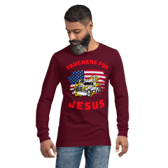 American Trucker in Flames Truckers for Jesus WR Unisex Long Sleeve Tee