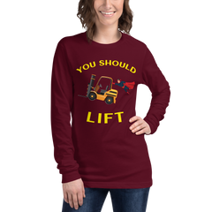 Forklift Superhero You Should Lift GY Unisex Long Sleeve Tee