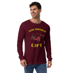 Forklift Superhero You Should Lift RY Unisex Long Sleeve Tee