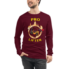 Forklift Superhero in Flames Pro Lifter GY Unisex Long Sleeve Tee