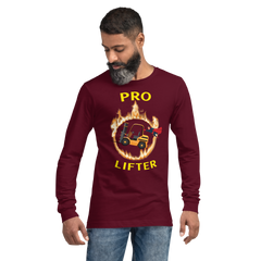 Forklift Superhero in Flames Pro Lifter GY Unisex Long Sleeve Tee