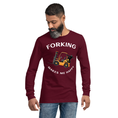 Forklift Ninja Forking Makes Me Happy GW Unisex Long Sleeve Tee