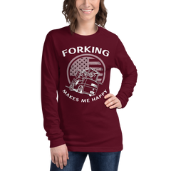 Vintage American Forklift, Forking Makes Me Happy WW Unisex Long Sleeve Tee