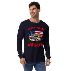 American Trucker in Flames Truckers for Jesus WR Unisex Long Sleeve Tee