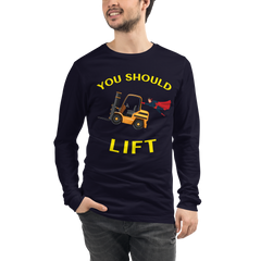 Forklift Superhero You Should Lift GY Unisex Long Sleeve Tee