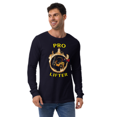 Forklift Superhero in Flames Pro Lifter GY Unisex Long Sleeve Tee