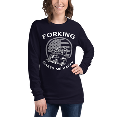 Vintage American Forklift, Forking Makes Me Happy WW Unisex Long Sleeve Tee