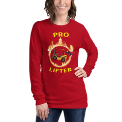 Forklift Superhero in Flames Pro Lifter GY Unisex Long Sleeve Tee