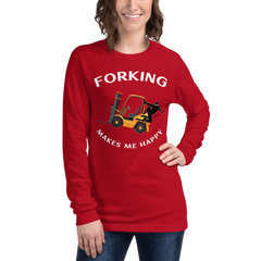 Forklift Ninja Forking Makes Me Happy GW Unisex Long Sleeve Tee