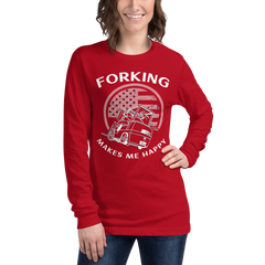 Vintage American Forklift, Forking Makes Me Happy WW Unisex Long Sleeve Tee