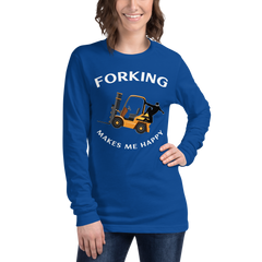 Forklift Ninja Forking Makes Me Happy GW Unisex Long Sleeve Tee