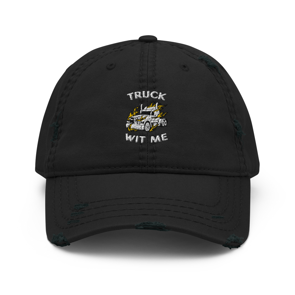 Truck in Flames Truck Wit Me NF WW Distressed Dad Hat