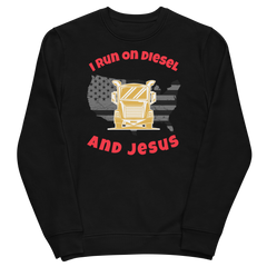 Trucker, I Run on Diesel and Jesus GR, Industry Clothing, Unisex eco sweatshirt