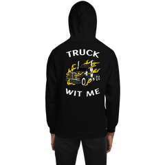 Trucker in Flames Truck Wit Me BlkW Unisex Hoodie