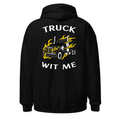 Trucker in Flames Truck Wit Me BlkW Unisex Hoodie