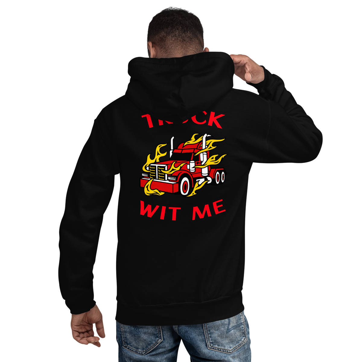 Trucker in Flames Truck Wit Me NFRR Unisex Hoodie