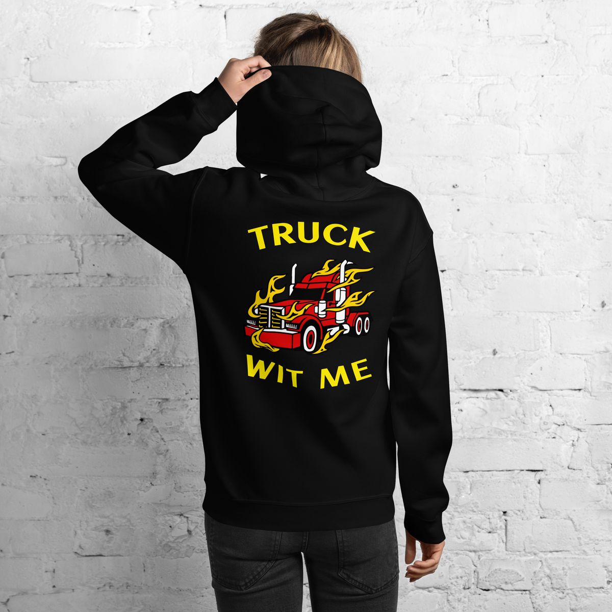 Trucker in Flames Truck Wit Me NFRY Unisex Hoodie