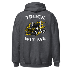 Trucker in Flames Truck Wit Me BlkW Unisex Hoodie