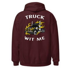 Trucker in Flames Truck Wit Me BlkW Unisex Hoodie