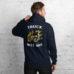 Trucker in Flames Truck Wit Me BlkW Unisex Hoodie