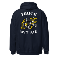 Trucker in Flames Truck Wit Me BlkW Unisex Hoodie