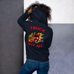 Trucker in Flames Truck Wit Me NFRR Unisex Hoodie