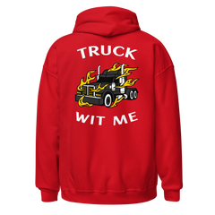 Trucker in Flames Truck Wit Me BlkW Unisex Hoodie