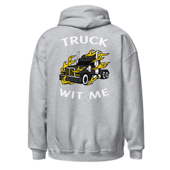 Trucker in Flames Truck Wit Me BlkW Unisex Hoodie