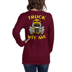 Trucker Skull Truck Wit Me NFGY Back Unisex Long Sleeve Tee