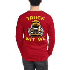 Trucker Skull Truck Wit Me NFGY Back Unisex Long Sleeve Tee