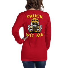 Trucker Skull Truck Wit Me NFGY Back Unisex Long Sleeve Tee