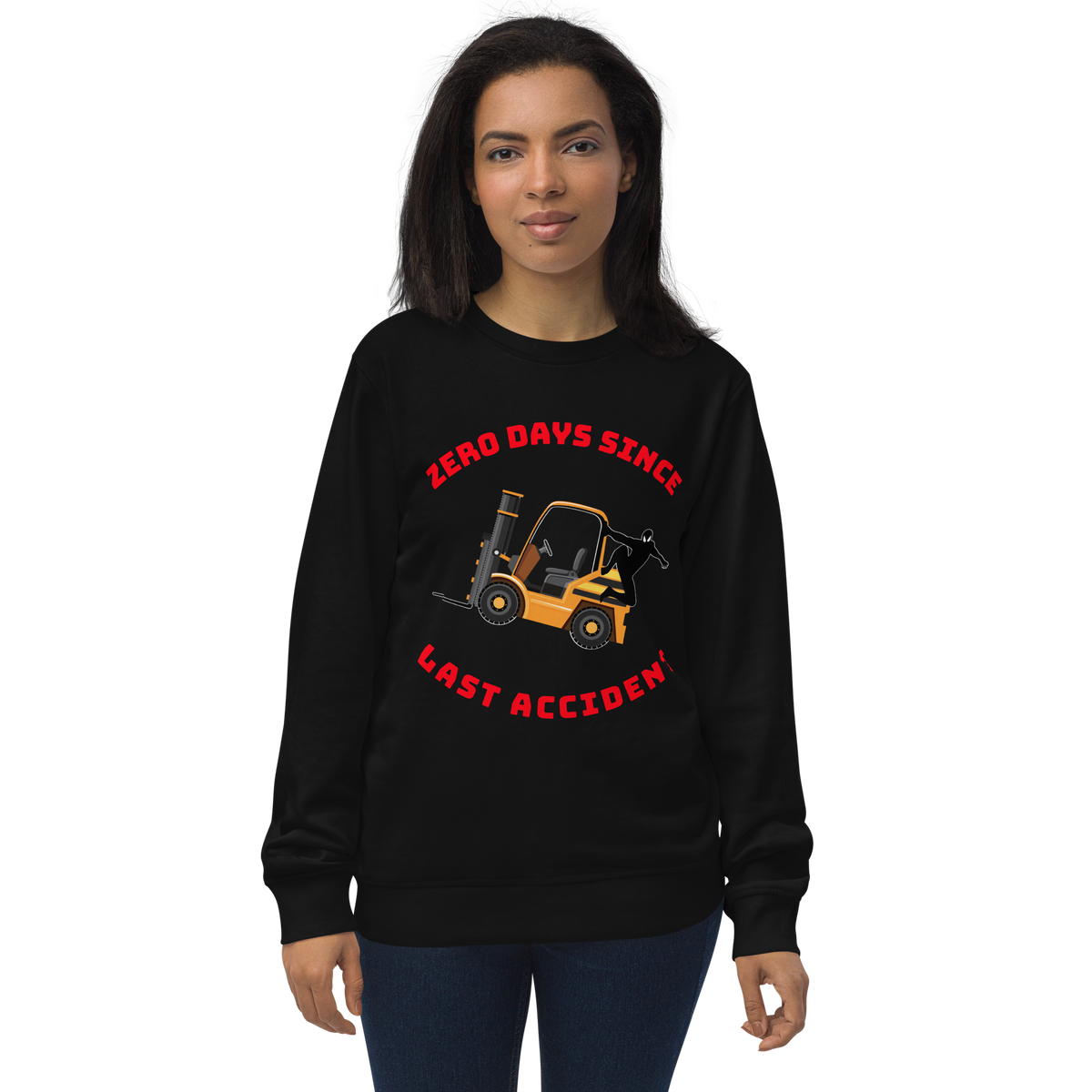 Forklift Ninja Zero Days Since Last Accident GR Unisex organic sweatshirt