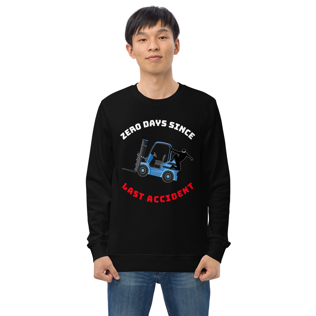 Forklift Ninja Zero Days Since Last Accident WBR Unisex organic sweatshirt