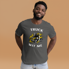 Trucker in Flames Truck Wit Me BlkW F Unisex t-shirt