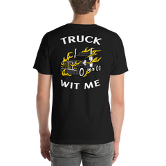 Trucker in Flames Truck Wit Me BlkW Unisex t-shirt