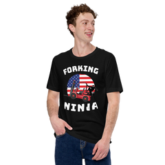 Forklift 2 Forking Ninja RW American Flag, Industry Clothing, Unisex t-shirt