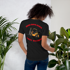 Forklift Ninja Zero Days Since Last Accident Back GR Unisex t-shirt