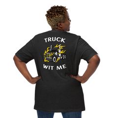 Trucker in Flames Truck Wit Me BlkW Unisex t-shirt