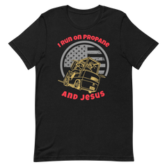 Forklift, I Run on Propane and Jesus GR, Unisex t-shirt, Industry clothing