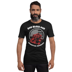 Forklift, God Bless Our Essential Workers RW, Industry Clothing, Unisex t-shirt