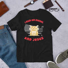 Trucker, I Run on Diesel and Jesus GR, Industry Clothing, Unisex t-shirt