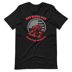 Forklift, God Bless Our Essential Workers R, Industry Clothing, Unisex t-shirt