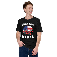 Forklift 2 Forking Ninja RW American Flag, Industry Clothing, Unisex t-shirt