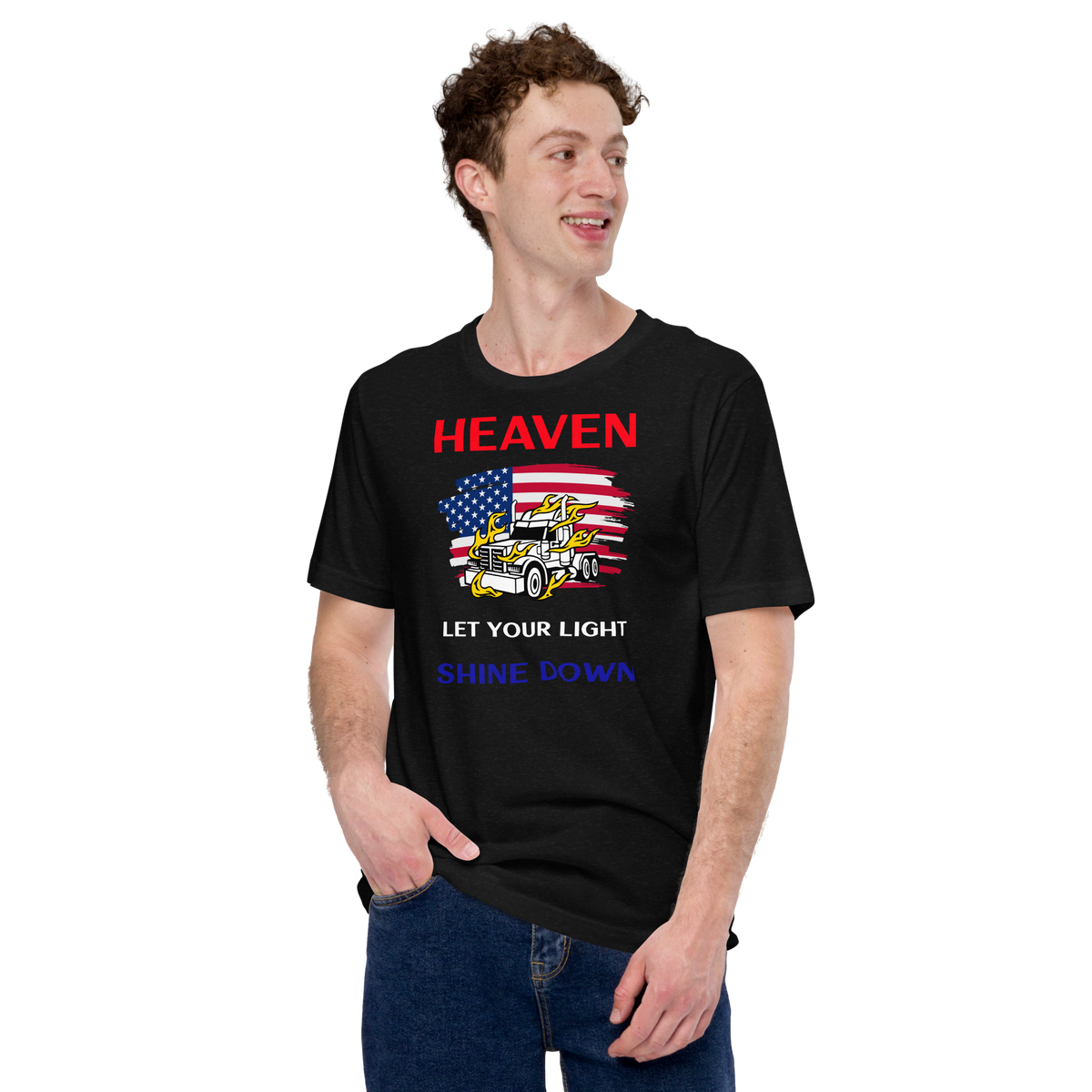 American Trucker, Heaven Let Your Light Shine Down RWB, Industry Clothing, Unisex t-shirt