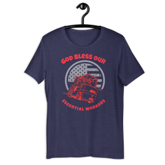 Forklift, God Bless Our Essential Workers R, Industry Clothing, Unisex t-shirt