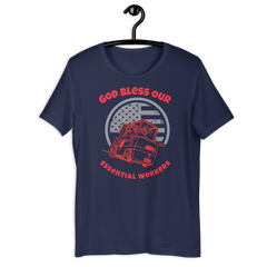 Forklift, God Bless Our Essential Workers R, Industry Clothing, Unisex t-shirt